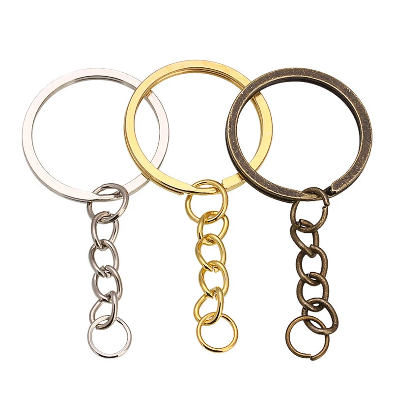 

20pcs/lot Keychain Key Rings Bronze Rhodium Gold Color 28mm Long Round Split Keyrings Keychain Jewelry Making