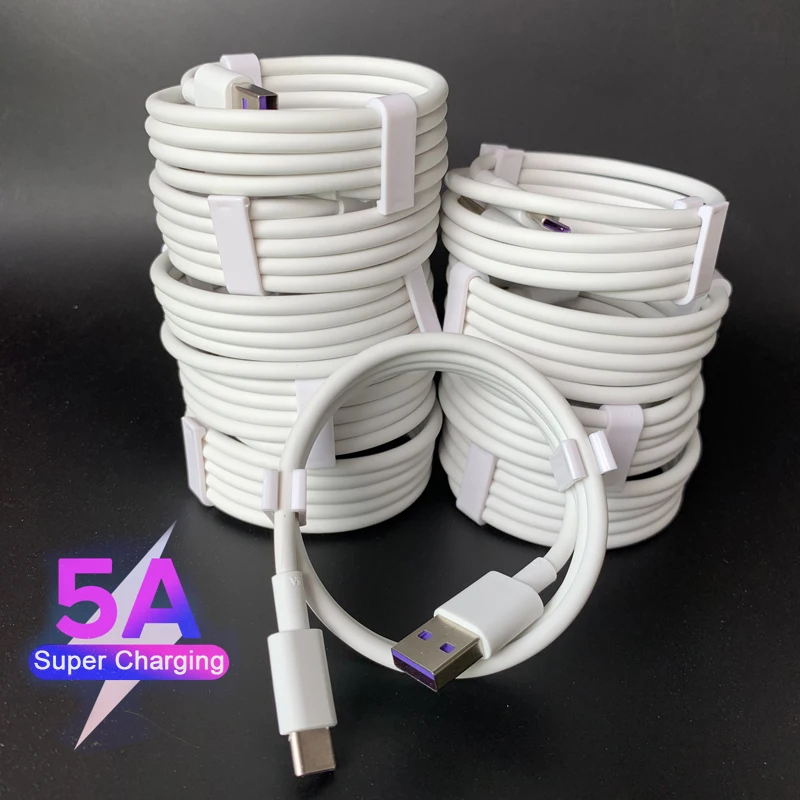 

10Pcs 5A Type C Cable for Samsung S7 Xiaomi USB C Cable Fast Charging Data Charger For Huawei Mate 30 USB Type-C Phone Charger