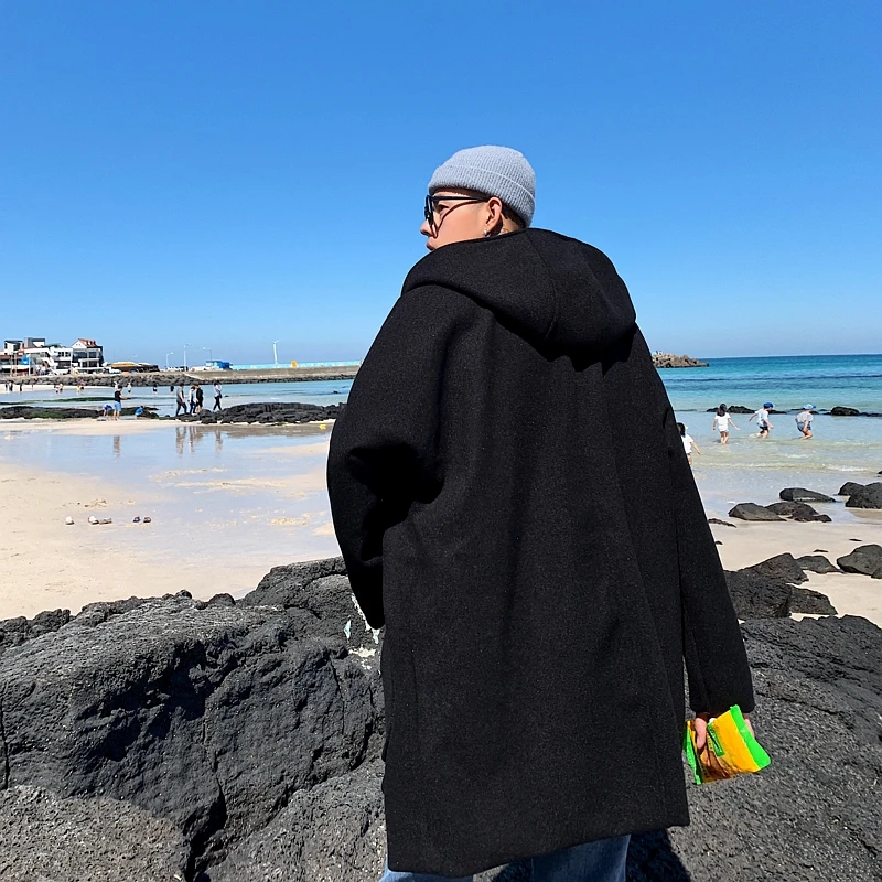 Liketkit мужской зимний длинный Тренч с капюшоном 2019 однотонный Повседневный смесь