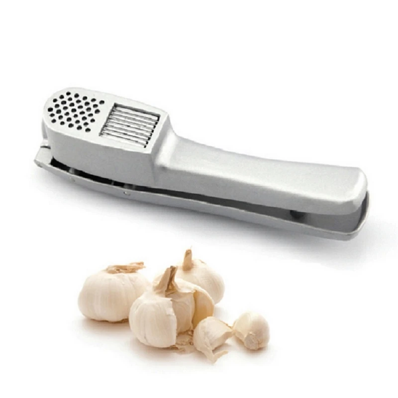 Silver Garlic Press Slicer 2 In 1 Multifunctional Ginger Squeezer Masher Handheld Mincer Kitchen Cooking Tool | Дом и сад