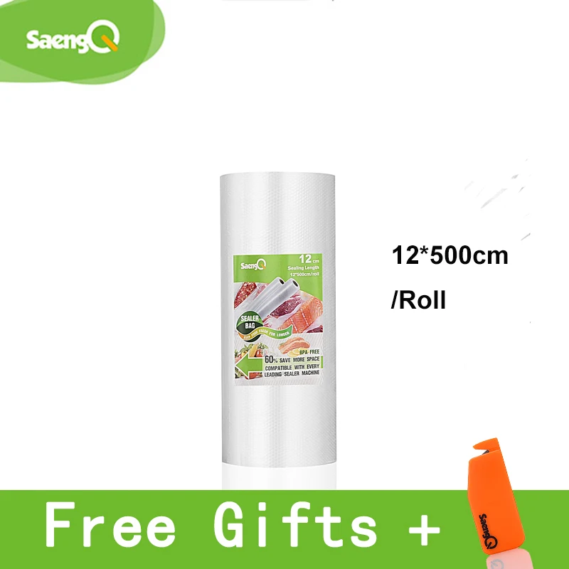 12cm SaengQ вакуумные пакеты для пищевых продуктов, вакуумный упаковщик, пищевая свежесть, длительное хранение 12+ 15+ 20+ 25+ 30 см* 500 см, 5 рулонов/партия, пакеты для вакуумного упаковщика - Цвет: 12cm