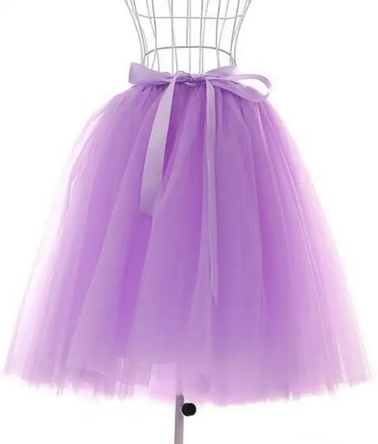 

6 Layers Fashion Tulle Women Pleated Tutu Skirts Lolita Petticoat Wedding Bridesmaids Vintage Midi Skirt Jupe Saias faldas