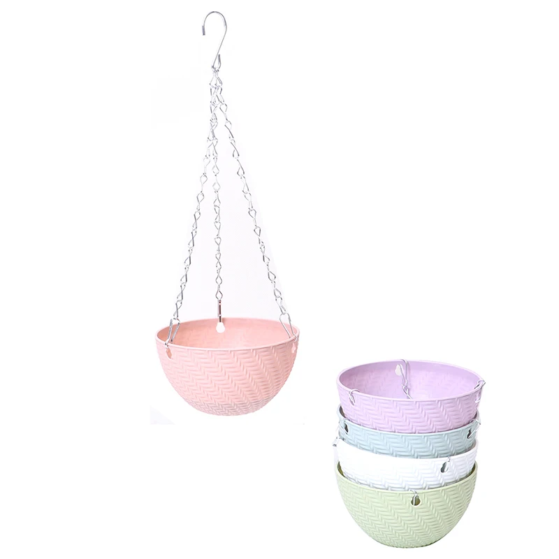 

1pcs Home Balcony Chain Hanging Planters Flower Pot Basket Imitation Rattan Weaving Garden Decoration