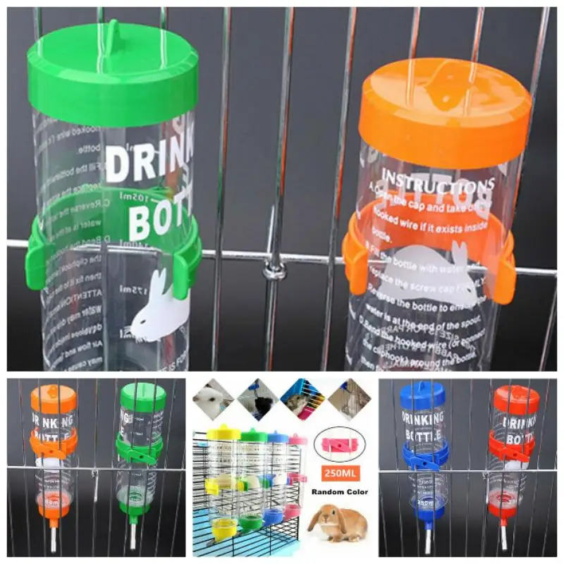 

250ml Plastic Cage Hanging Stainless Steel Guinea Pig Squirrel Rabbit Hamster Water Drinking Dispenser Feeder