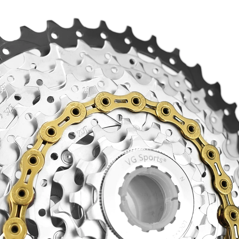 VG Sports Bicycle Chain 9 10 11 12 Speed Velocidade Titannium Nitride Plated 9s 10s 11s 12s Ti Gold MTB Road Bike Chains 116Link | Спорт и