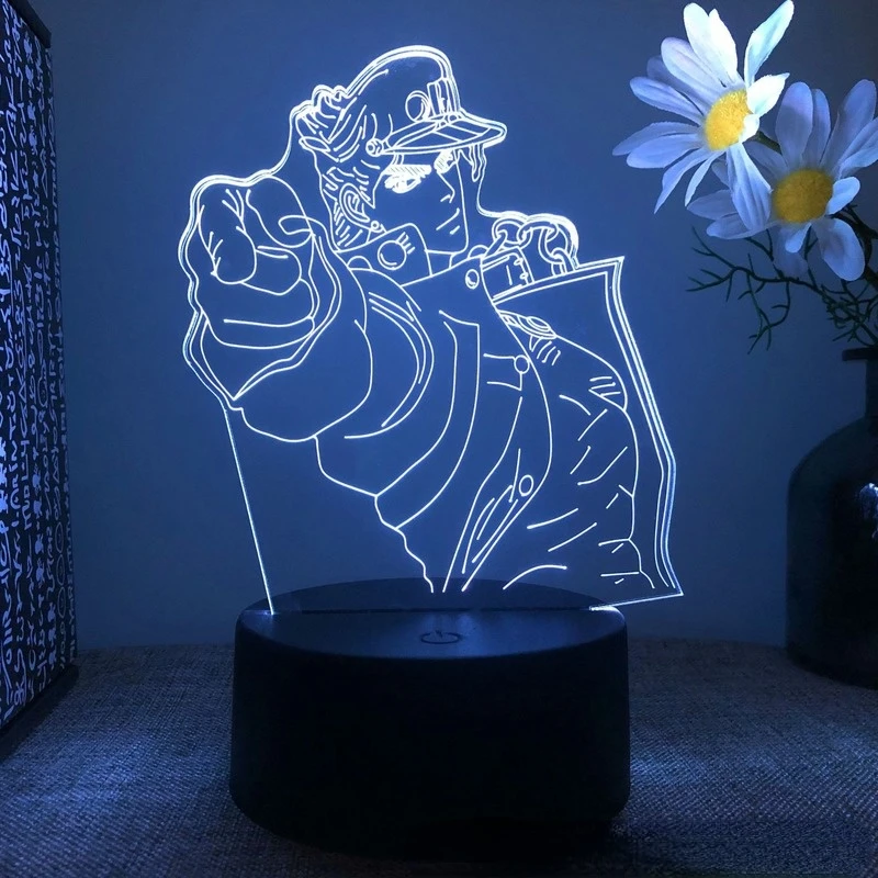 

Anime JoJos BizarreAdventure 3D Led Night Light Kujo Jotaro Action Figure Gift kawaii Room Decor toys USB Touch Table Lamp gift