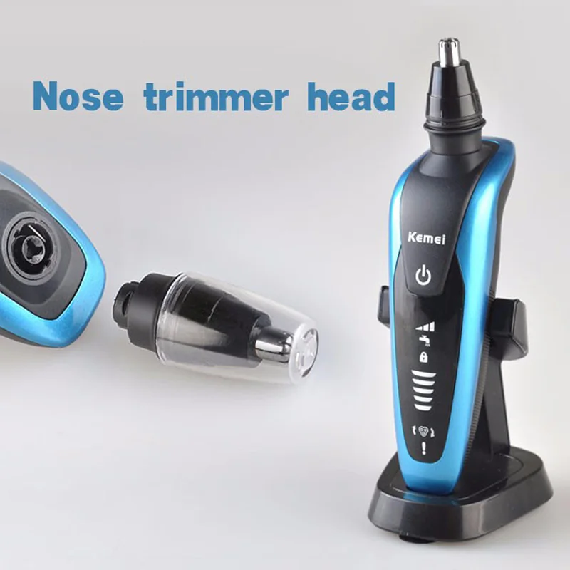 Электрический триммер для бороды Kemei мужчин бритва носа и лица моющаяся