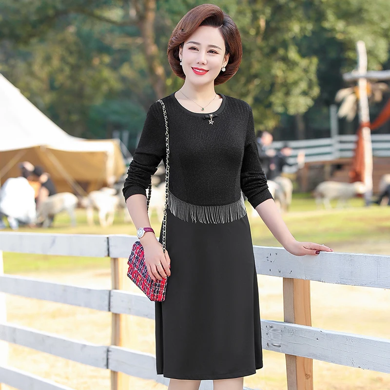 

Dress 2020 Spring autumn New Women's long Sleeve Patchwork Dresses Vintage Elegant A-Line Slim party Dress plus size XL-5XL