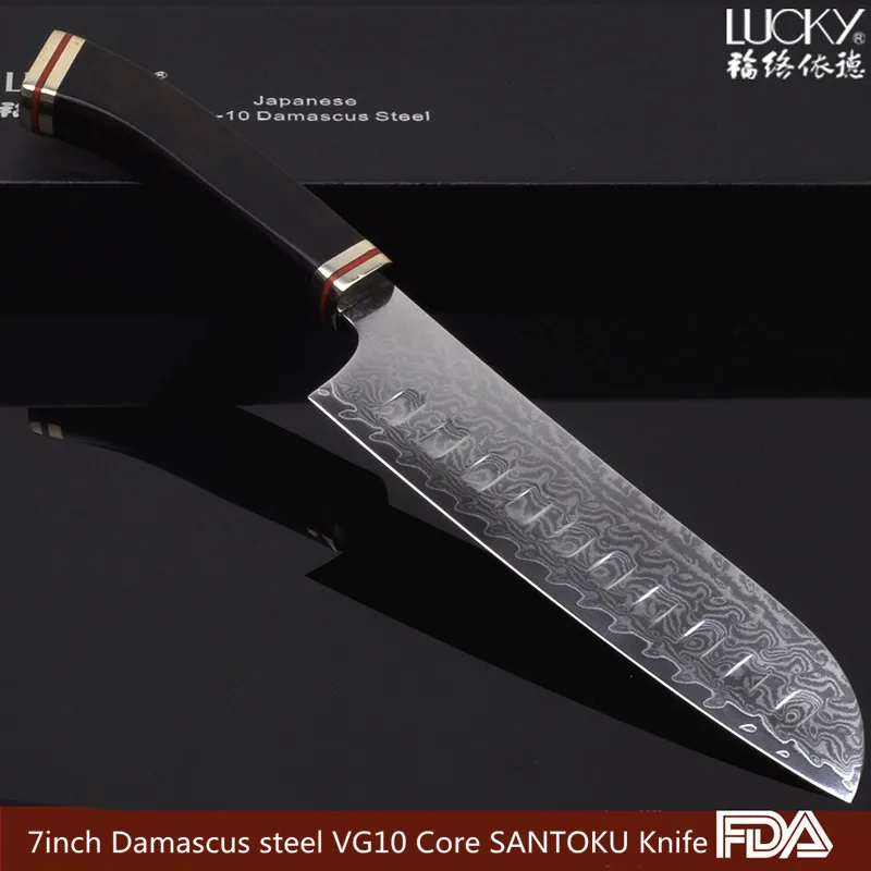 7 дюймов нож шеф-повара Santoku кухонный японский дамасский VG10 стальной нож с черной ручкой Gyuto Кливер рыбное филе разделочный кухонный нож 48