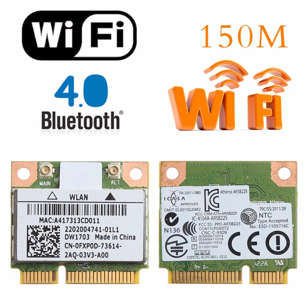 Bluetooth V4.0 Wifi Беспроводная мини PCI-Express карта для Atheros AR5B225 DELL DW1703 CN-0FXP0D | Компьютеры и