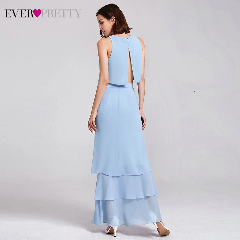 Элегантное платье подружки невесты из двух частей Ever Pretty; простое шифоновое платье с круглым вырезом и оборками для свадебной вечеринки; Sukienki; EP07173