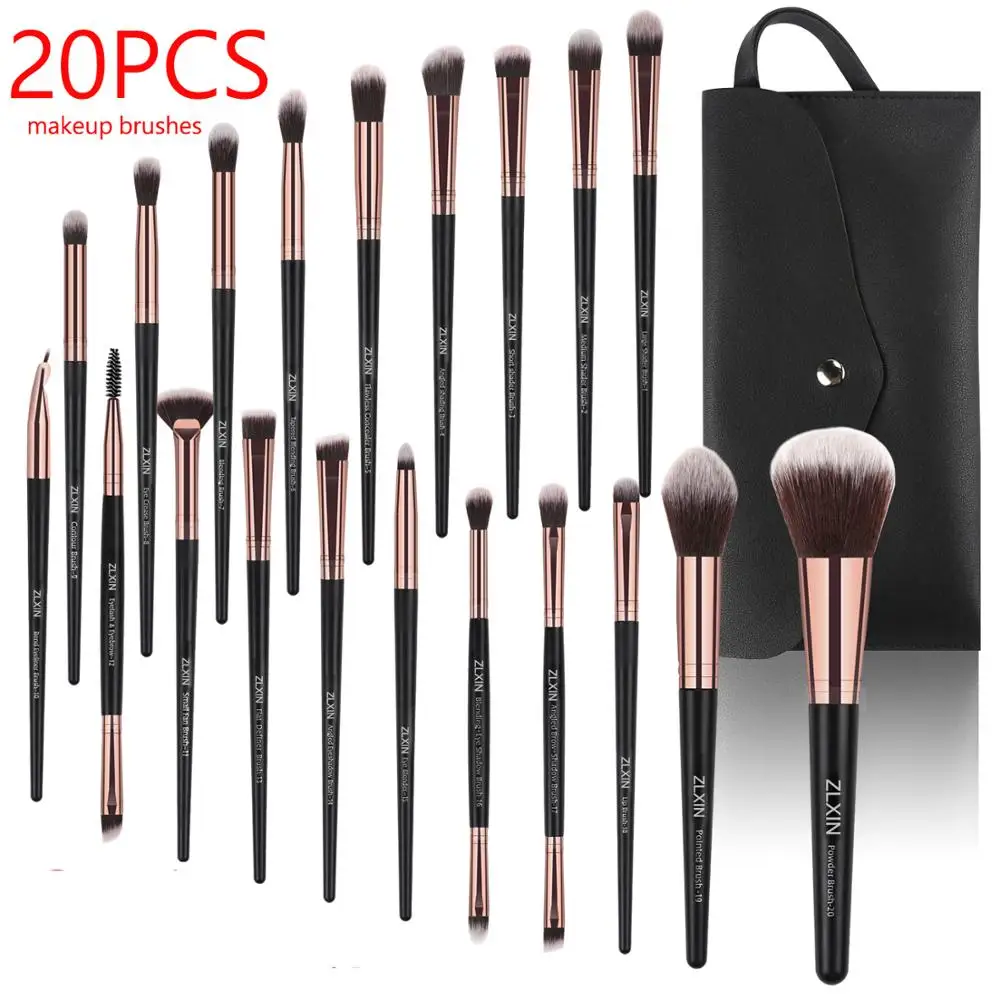

20 шт./компл. профессиональных кистей для макияжа пудра Румяна BlendingEyeshadow кисть для подводки губ косметический Красота кистей для макияжа