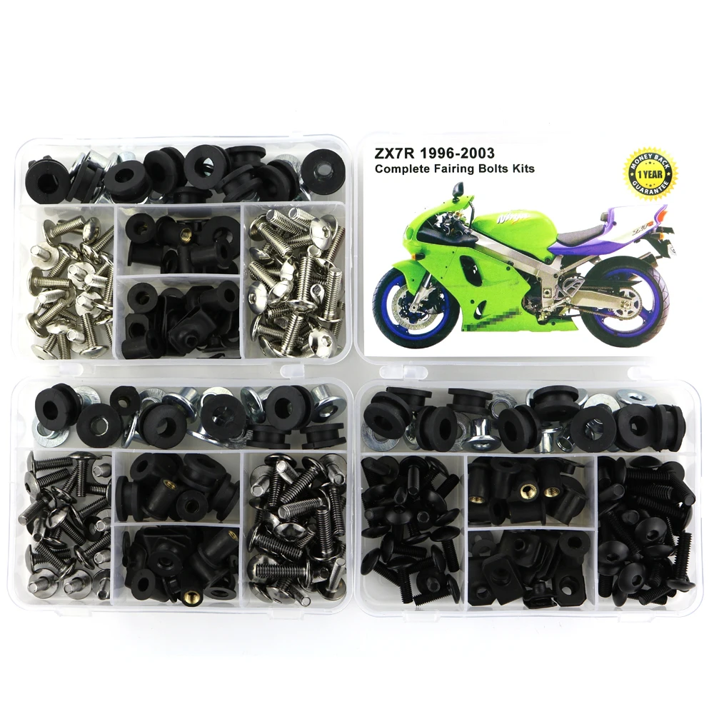 Fit For Kawasaki ZX7R ZX-7R 1996-2003 Complete Full Fairing Bolts Kit Motorcycle Cowling Side Cover Screws Clips Nut Steel
