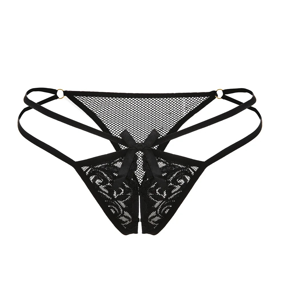 DRAIMIOR Light luxury New Women's Sexy Lingerie Open Crotch Underwear Lady's Crotchless Lace Panties With Bowties NTJ0154 |