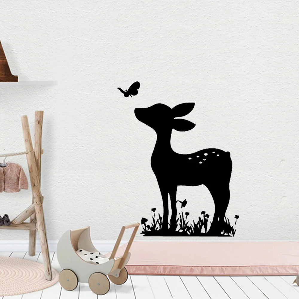 

Cute fawn butterfly Wall Stickers Personalized Creative Living Room Bedroom Wall Decals DIY Waterproof Wallpaper