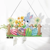 diy easter egg bunny diamond painting wreath acrylic ornaments cross stitch art craft diamond embroidery kit home wall decor