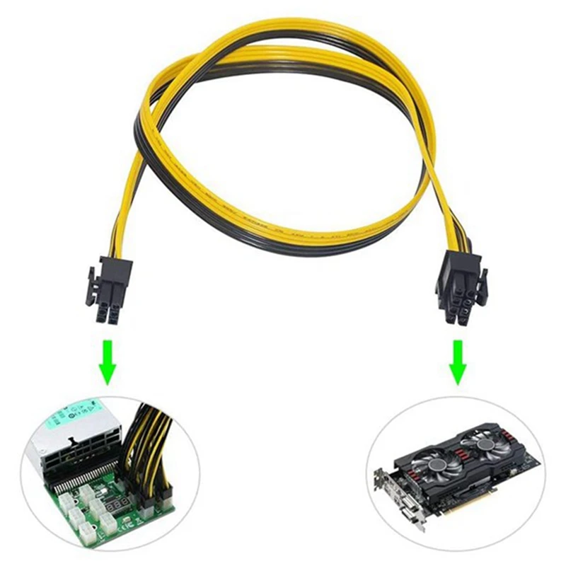 

10Pcs 16AWG 6 Pin PCI-E to 8 Pin (6+2) PCI-E (Male to Male) GPU Power Cable for HP Server Breakout Board for Mining