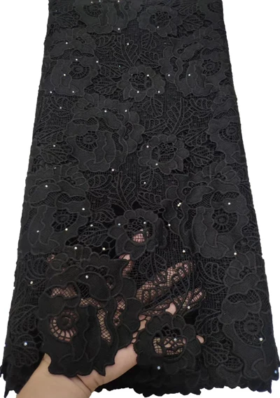 Кружевной гипюровый шнур в африканском стиле высококачественная черная ткань из