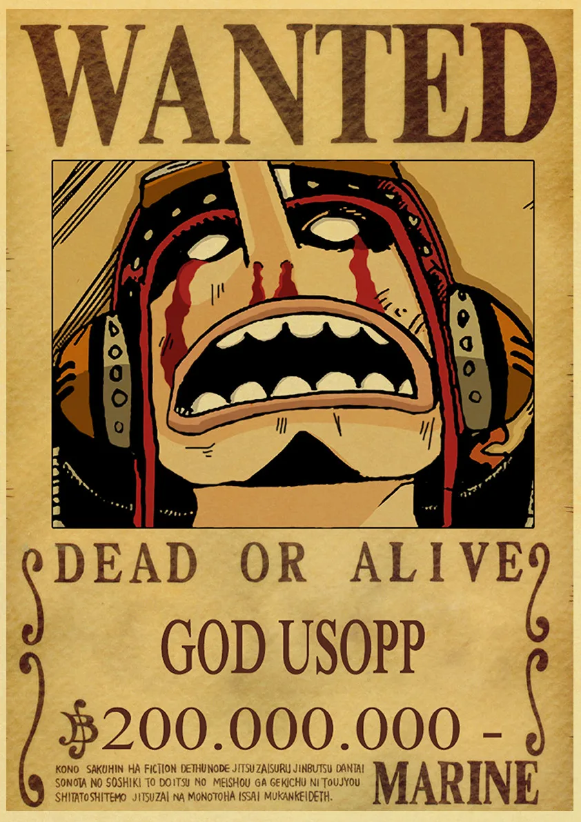 

One Piece Wanted Series Retro Poster Kraft Paper Poster Decoration Bedroom Living Room Bar Cafe etc