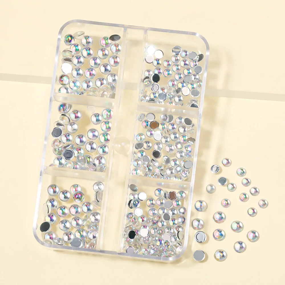 

Nail Art 6 Grid Boxed Color Rhinestone Crystal Mixed Size Crystal Clear Shiny Design Flat Back Glas Stone 3D Nail Art Decoration