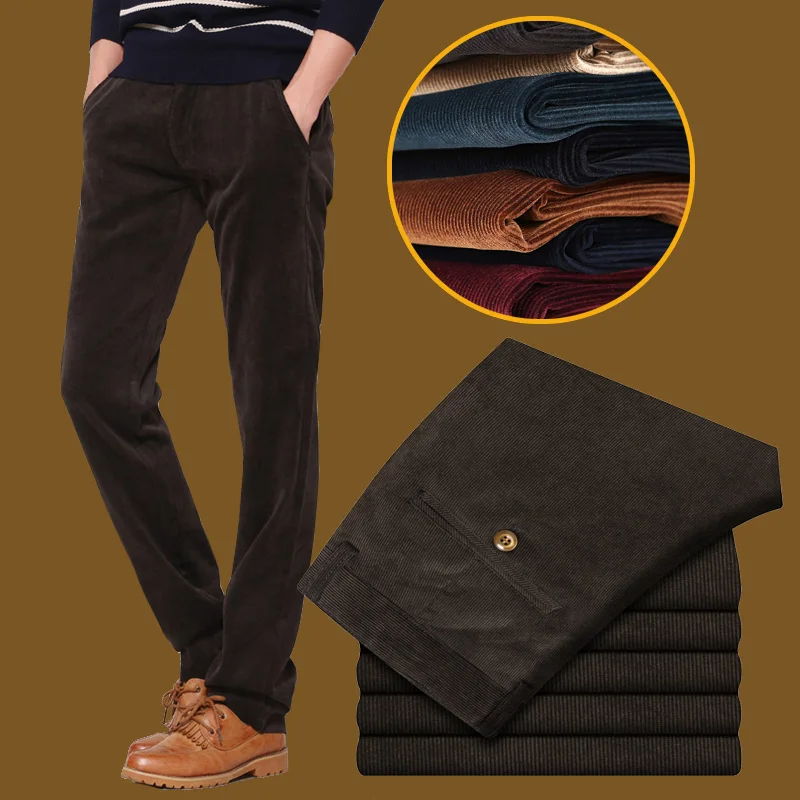 Мужские брюки из вельветовой ткани модные деловые мужские красные синие черные