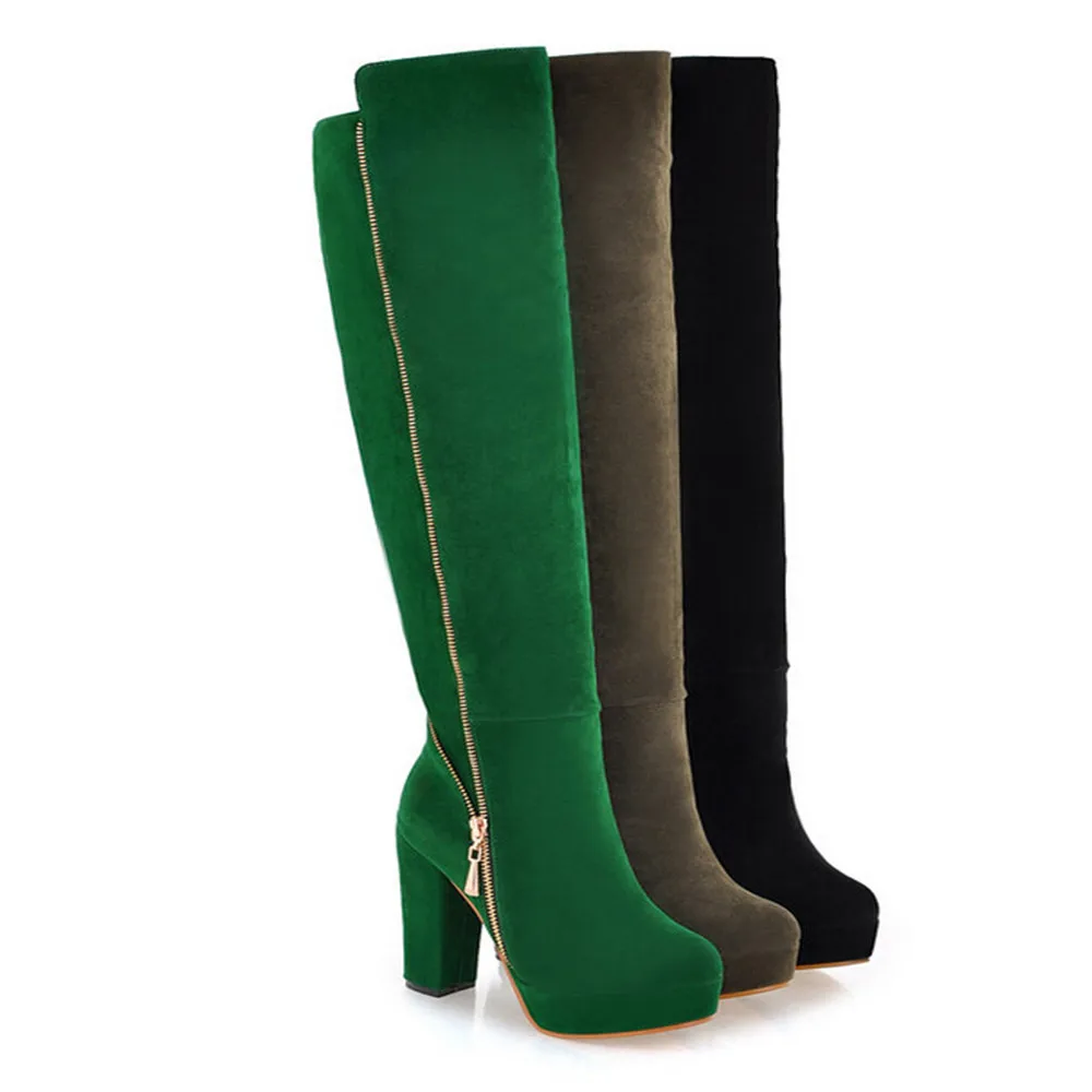 Side Zipper Winter Boots Women Fashion Round-Head Thick High-Grade Wear-Resistant Anti-Slip Over-Knee Boots zapatos de mujer