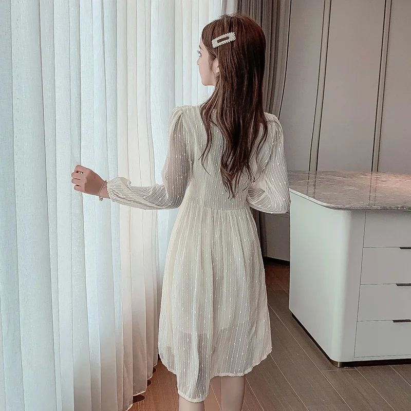 

Spring French fairy goddess temperament of platycodon grandiflorum skirt skirt v-neck chiffon dress female harvest waist show th