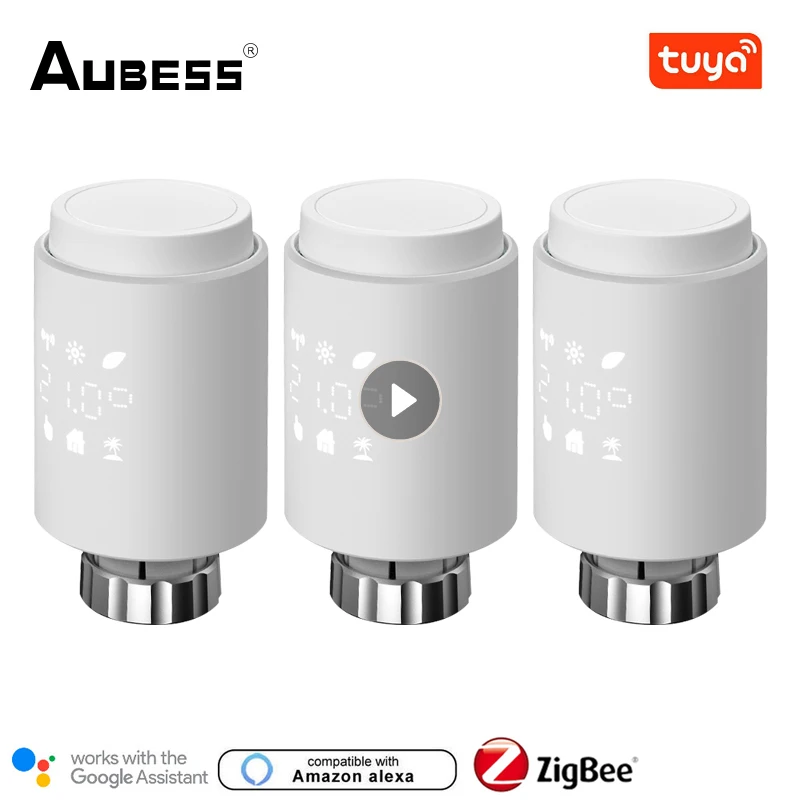 

Умный привод радиатора Aubess Tuya ZigBee, программируемый термостатический клапан радиатора, регулятор температуры, голосовое управление, Alexa
