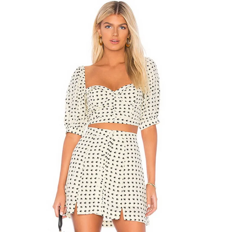 Женский винтажный костюм в горошек подиумный дизайнерский из двух предметов