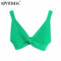 kpytomoa women 2021 fashion ribbed knit crop tank tops vintage v neck wide straps female camis mujer
