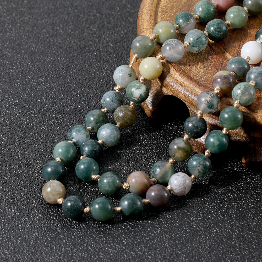 OAIITE 108 Mala Necklace with 8mm Beads Yoga Natural Stone Japa Prayer Meditation Beaded Tassel | Украшения и аксессуары