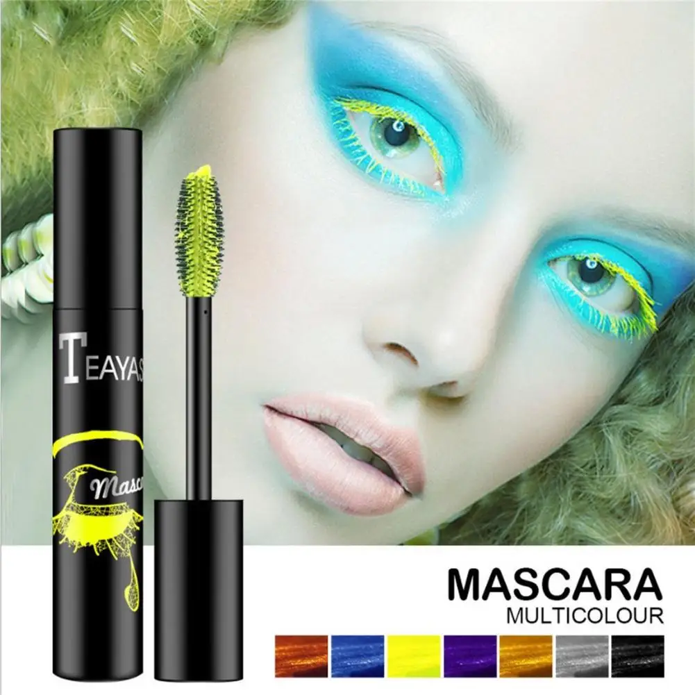 7 Color Mascara Waterproof Fast Dry Eyelashes Curls Extension Make-Up Eyelashes Blue Brown Purple Black Mascara Party Use images - 6