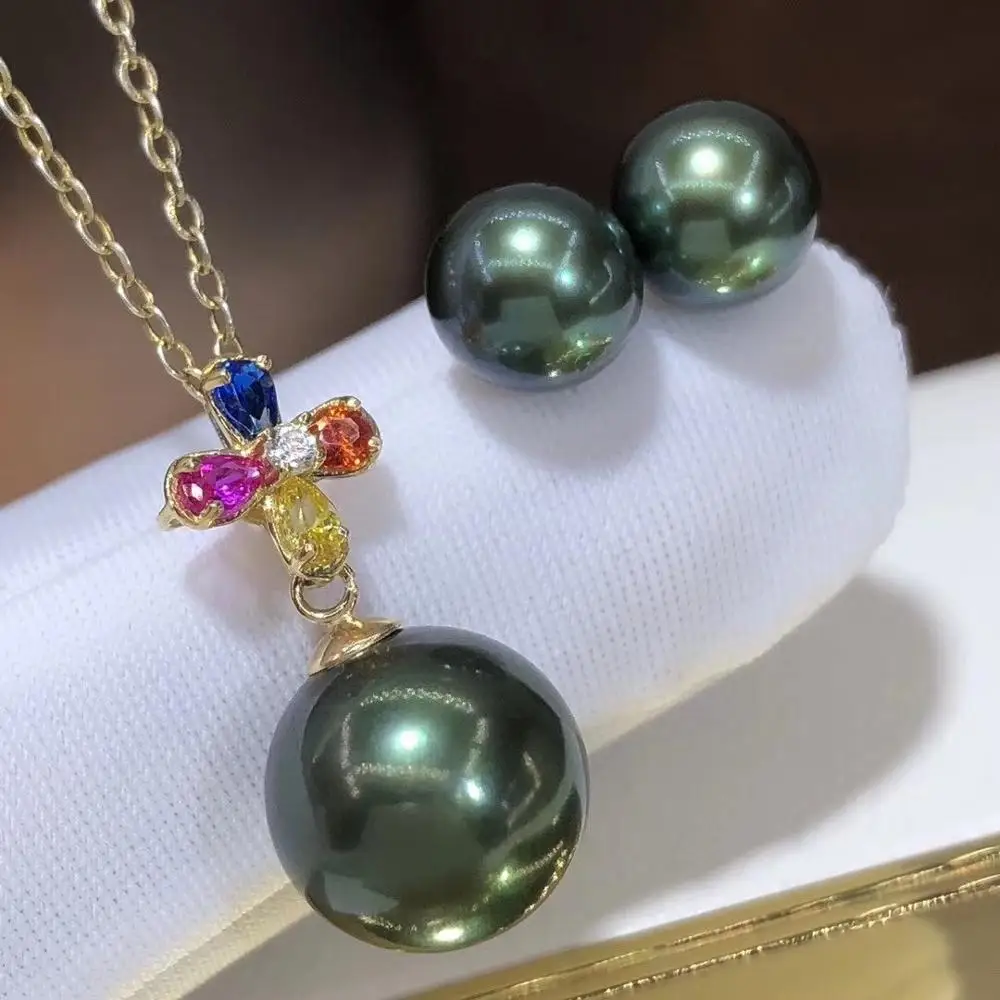 D528 жемчужный набор изысканное ювелирное изделие 18 К золото Круглый 7-9 мм