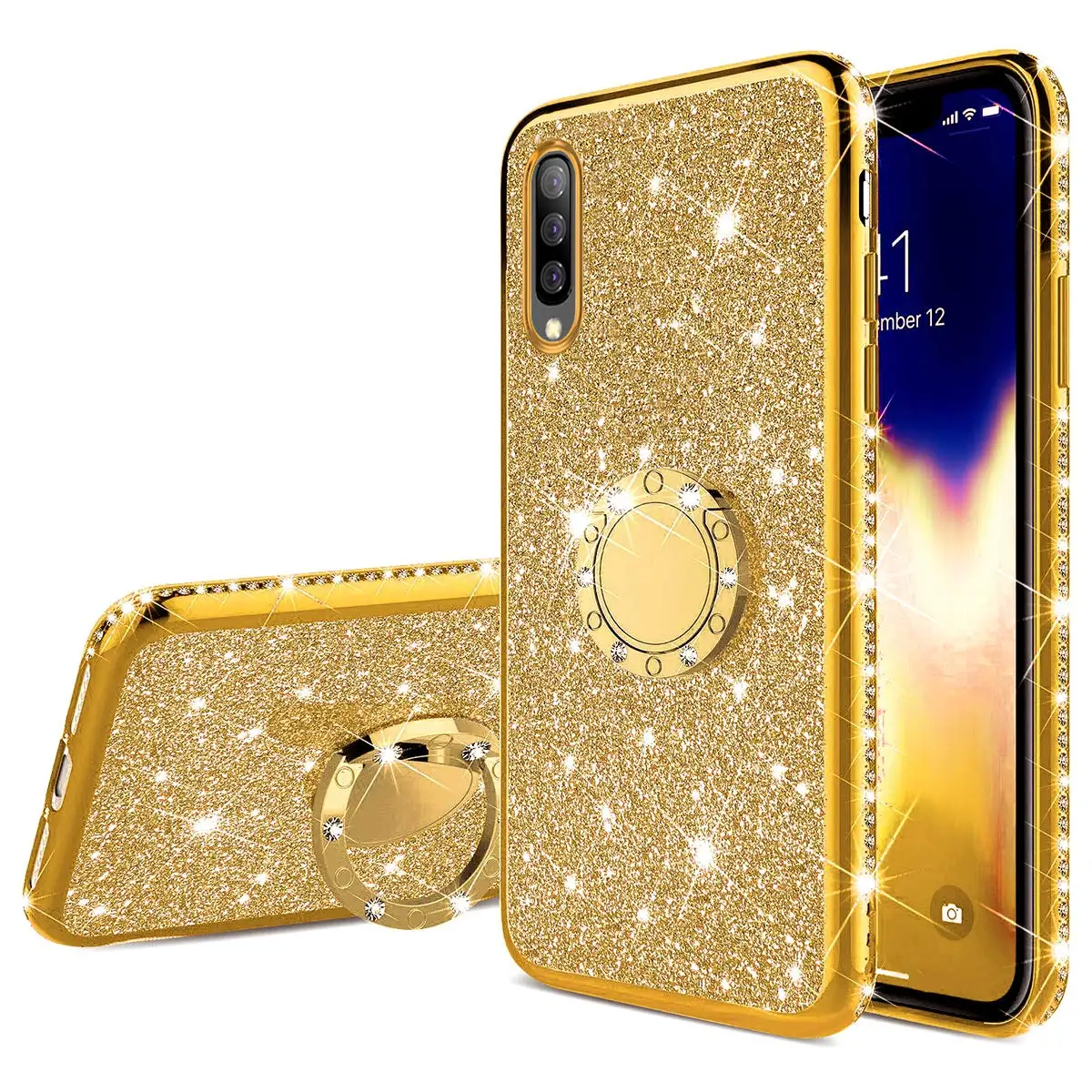 ZGold Мягкий чехол со стразами и бриллиантами для samsung Galaxy A10 A20 A30 A40 A50 A70 S8 S9 S10 5G Plus S10e Note 10 блестящее кольцо - Цвет: ZGold