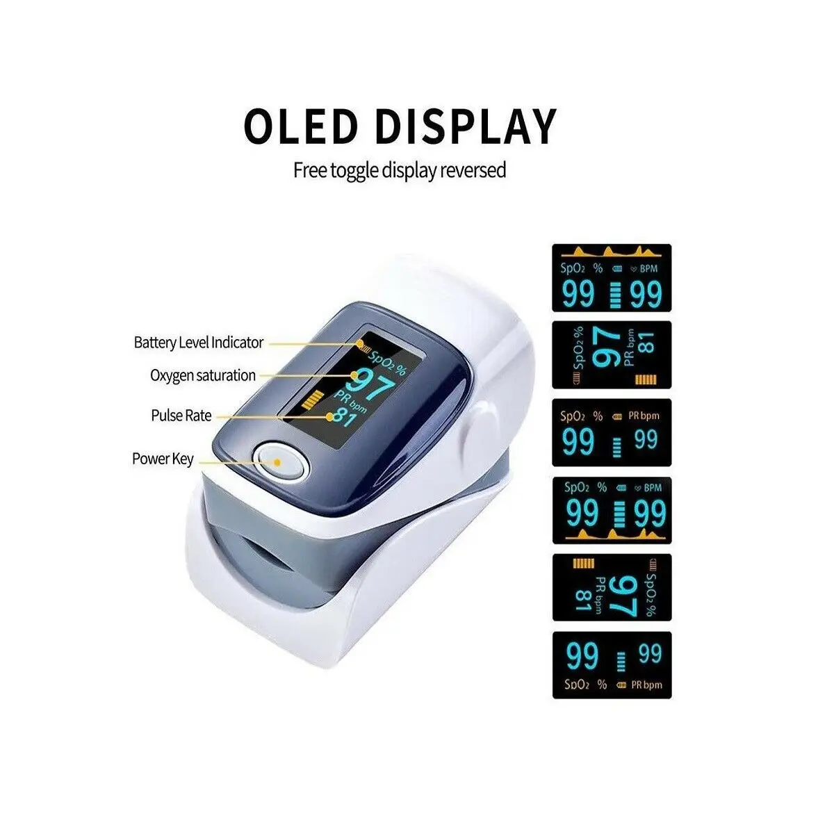 Портативный Медицинский Пальчиковый Пульсоксиметр OLED дисплей цифровой