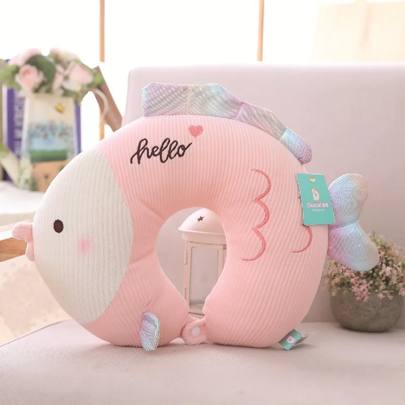 Новинка 2019 u-образная Подушка милая цветная рыбка подушка для шеи плюшевая офиса