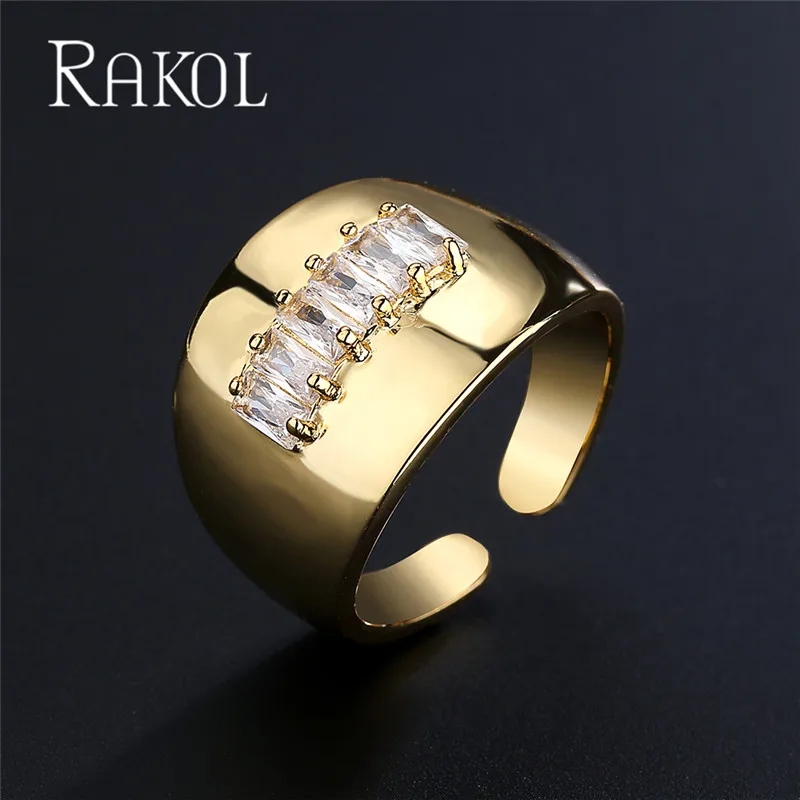 

Роскошное эффектное составное кольцо RAKOL для женщин, свадебные украшения, обручальное кольцо с кубическим цирконием, свадебные кольца в сти...