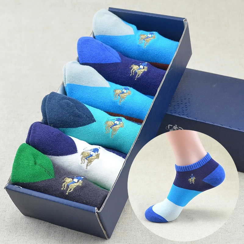 Fashion Colorful Cotton Men's Socks Summer Thin Breathable Combed Cotton Boat Socks Color Matching Male Trend