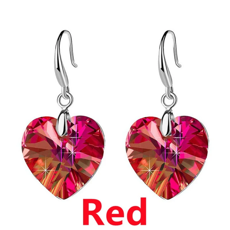 Изысканные серьги в форме сердца с множеством цветов на выбор для женщин: эстетический аксессуар из роскошных австрийских кристаллов.