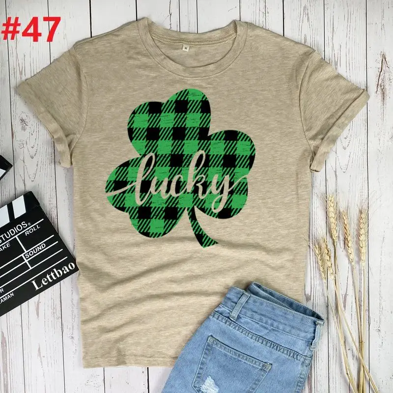 

Lucky Irish Summer Korean Streetwear Aesthetic Camisas Mujer Harajuku T-Shirt Kawaii Cute Print Women Tops Tees