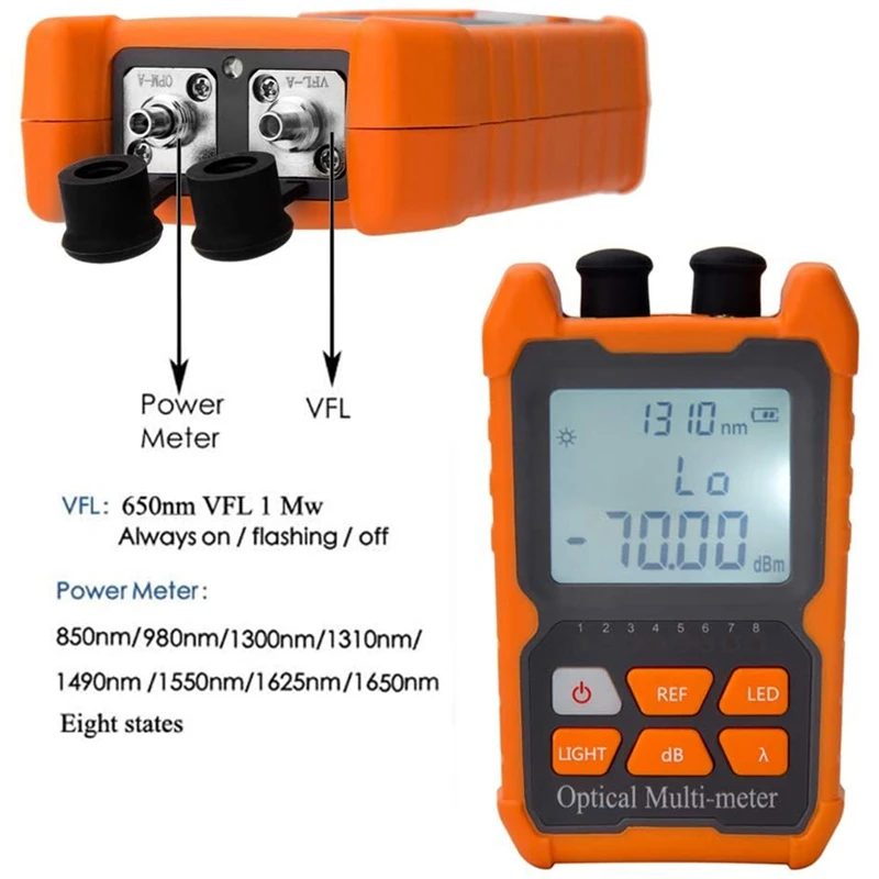 

Fiber Optic Cable Tester Portable Optical Power Meter FC/SC/ST Universal Interface Fiber Tester Built-In 1Mw Visual Fault Locato