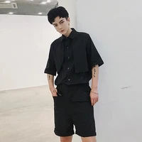 mens dress shorts summer new urban youth korean style cargo style pocket decoration fashion casual loose large size shorts