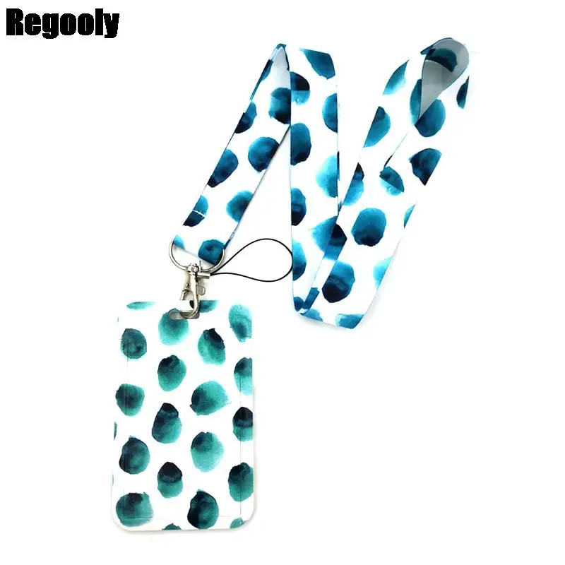 

Blue Leaves Anime Lanyard Badge Holder ID Card Lanyards Mobile Phone Rope Key Lanyard Neck Straps Keychain Key Ring