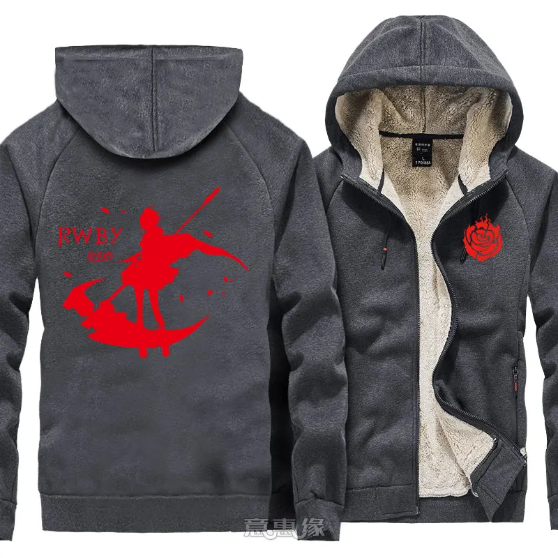 02 RWBY Толстовка Рубиновая роза Косплей для мужчин теплое пальто куртка зимняя Толстая на молнии толстовка с капюшоном - Цвет: 02