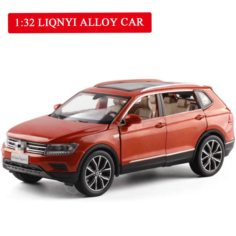 1/32 Фольксваген Tiguan L SUV, сплав, звук и светильник, модель автомобиля, 6 дверей, может открываться, Игрушечная модель автомобиля для детей, подарки на день рождения