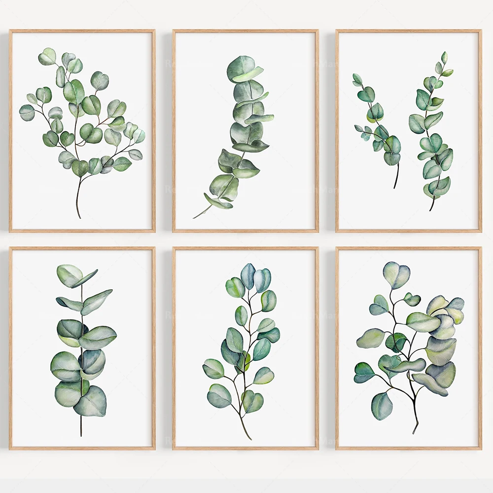 

Eucalyptus wall art prints, watercolor eucalyptus plant prints, plant wall art, natural prints decorative posters