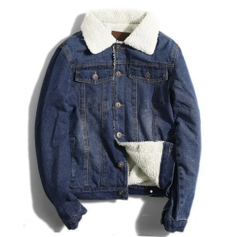 

Мужская джинсовая куртка, модная теплая флисовая Толстая джинсовая куртка, модная мужская джинсовая куртка, верхняя одежда для мужчин 4XL, зи...
