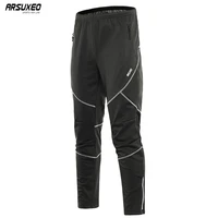 arsuxeo mens winter bike cycling pants thermal fleece mtb bicycle pants windproof waterproof reflective sports running trousers