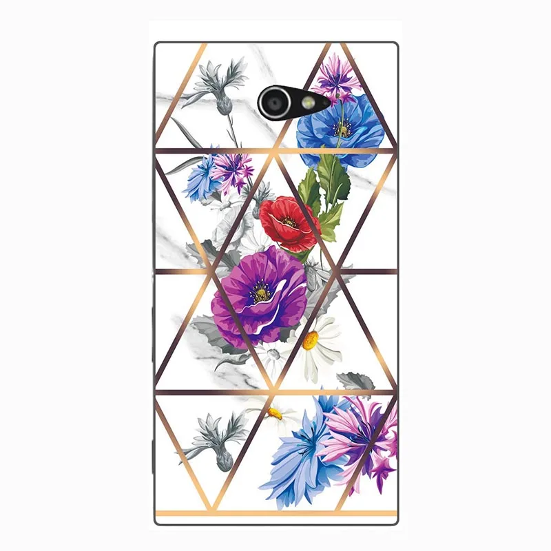 Мягкий чехол для телефона с геометрическим мрамором Sony Xperia M2 D2303 S50h D2305 D2306 цветная