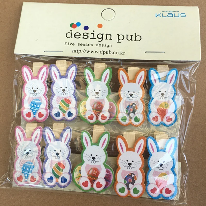 

10pcs Easter Wooden Clip Clothes Photo Paper Clip Clothespin Easter Egg Bunny Shape Postcard Clips Happy Easter Party Home Decor